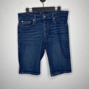 GAP Womens Shorts Size 8 9" Bermuda Denim Blue Dark Wash Casual Wear